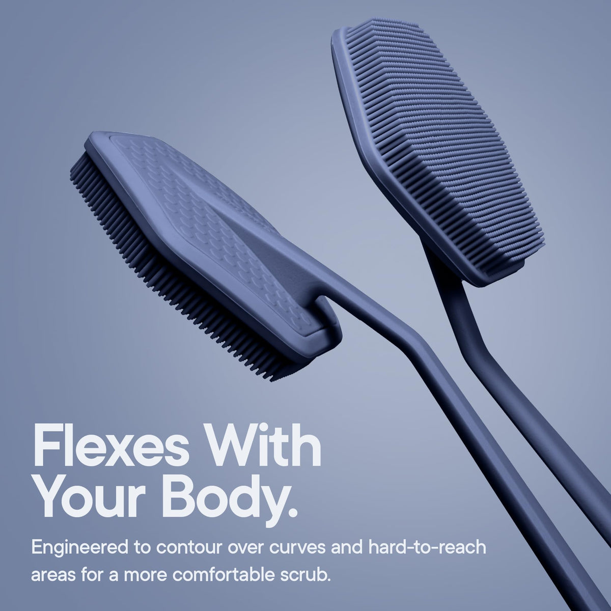 TOOLETRIES Silicone Back Scrubber Glacier in shower setting