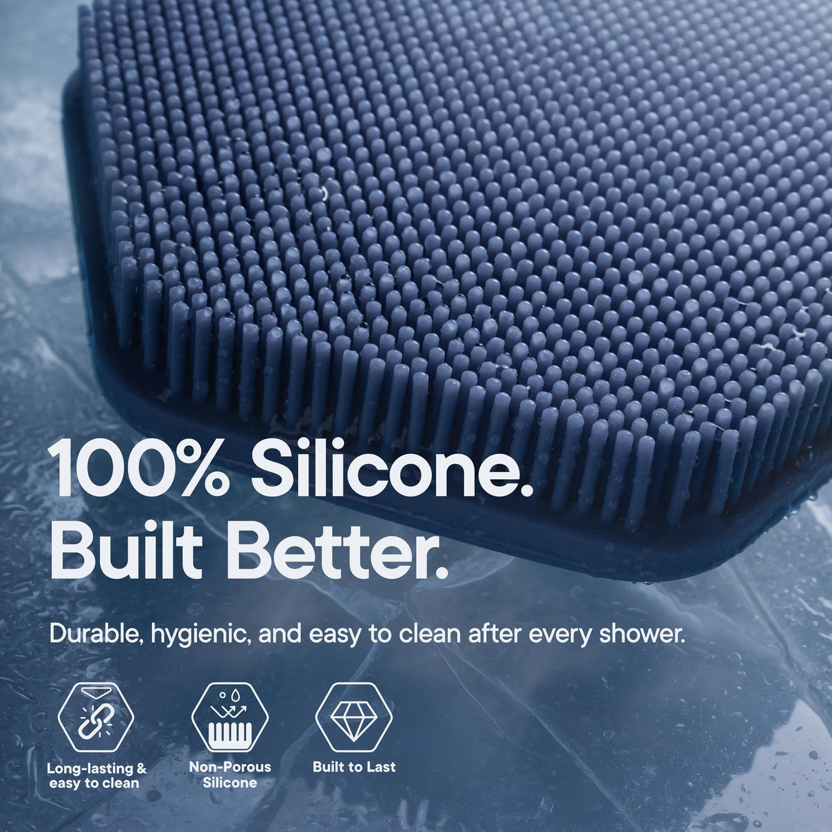 TOOLETRIES Silicone Back Scrubber Glacier side view