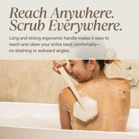 TOOLETRIES Silicone Back Scrubber in bath accessories arrangement