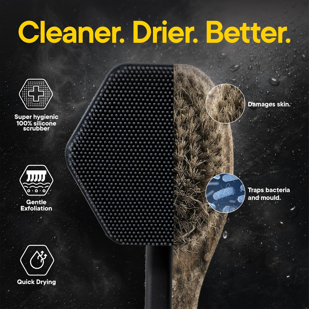 TOOLETRIES Silicone Back Scrubber in shower setting