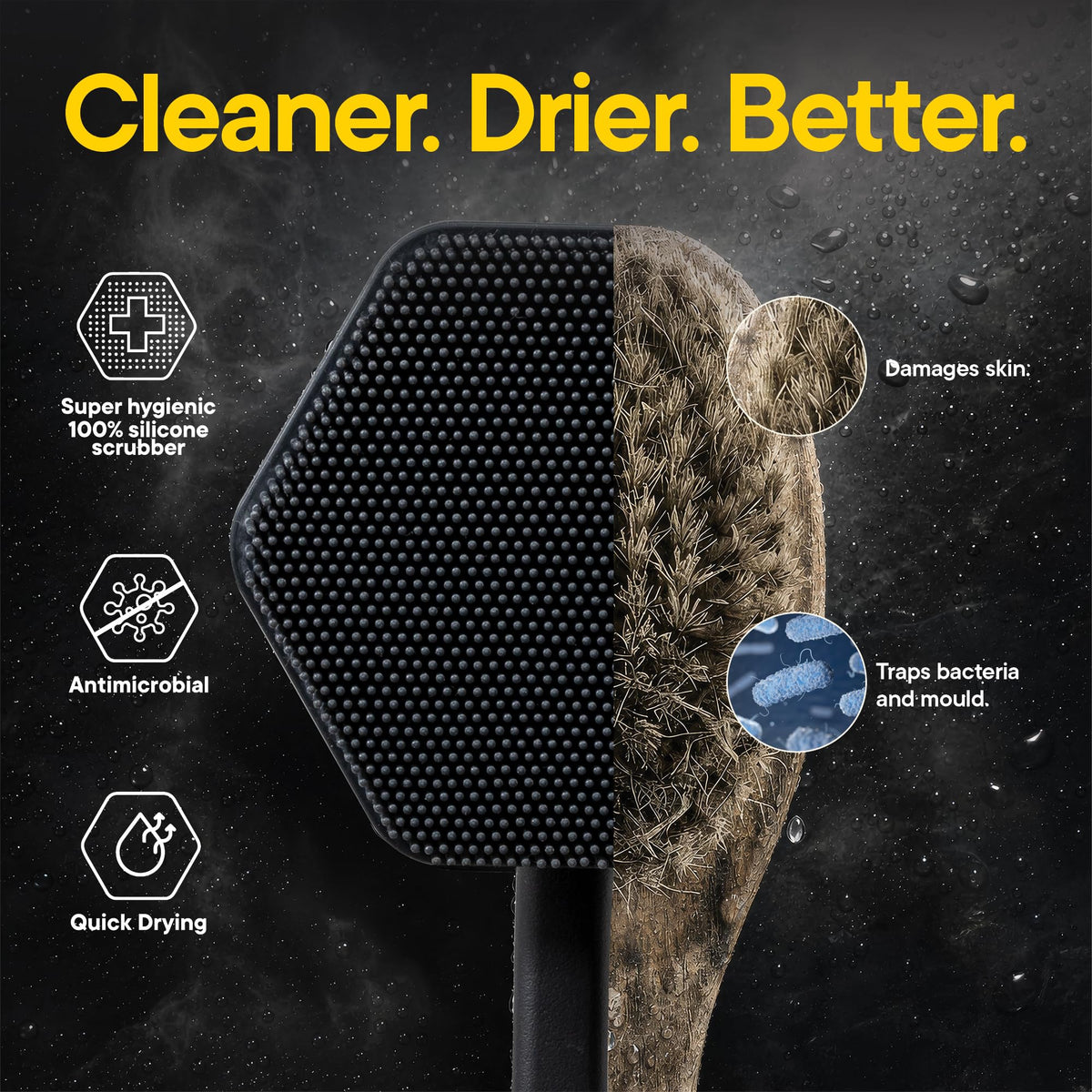 TOOLETRIES Silicone Back Scrubber with Arnold shower hook