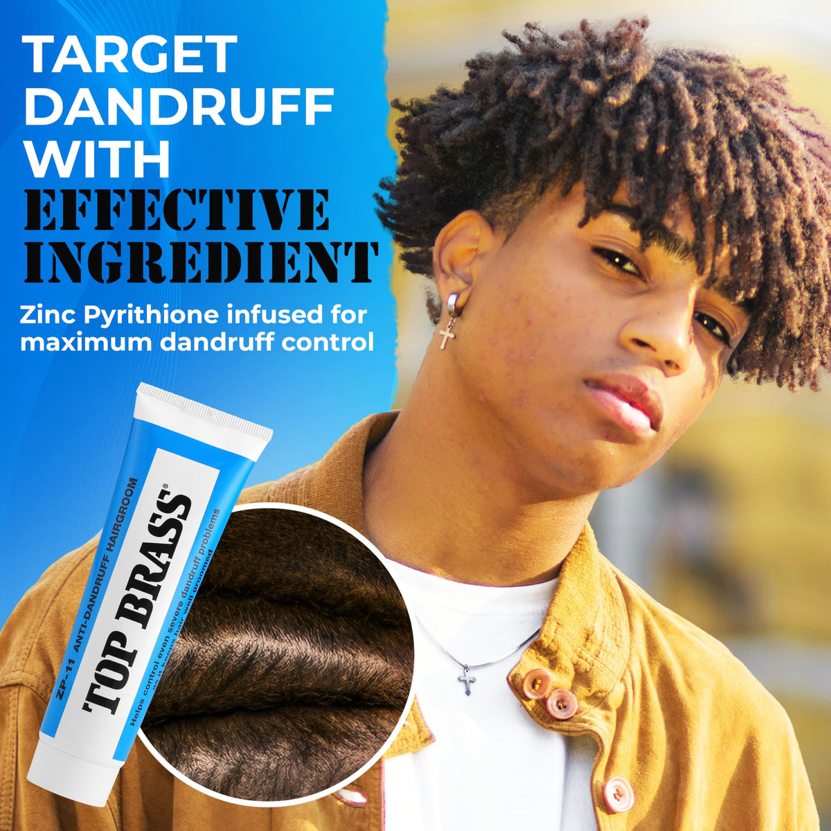 Top Brass Anti Dandruff Hair Cream 109g lifestyle use