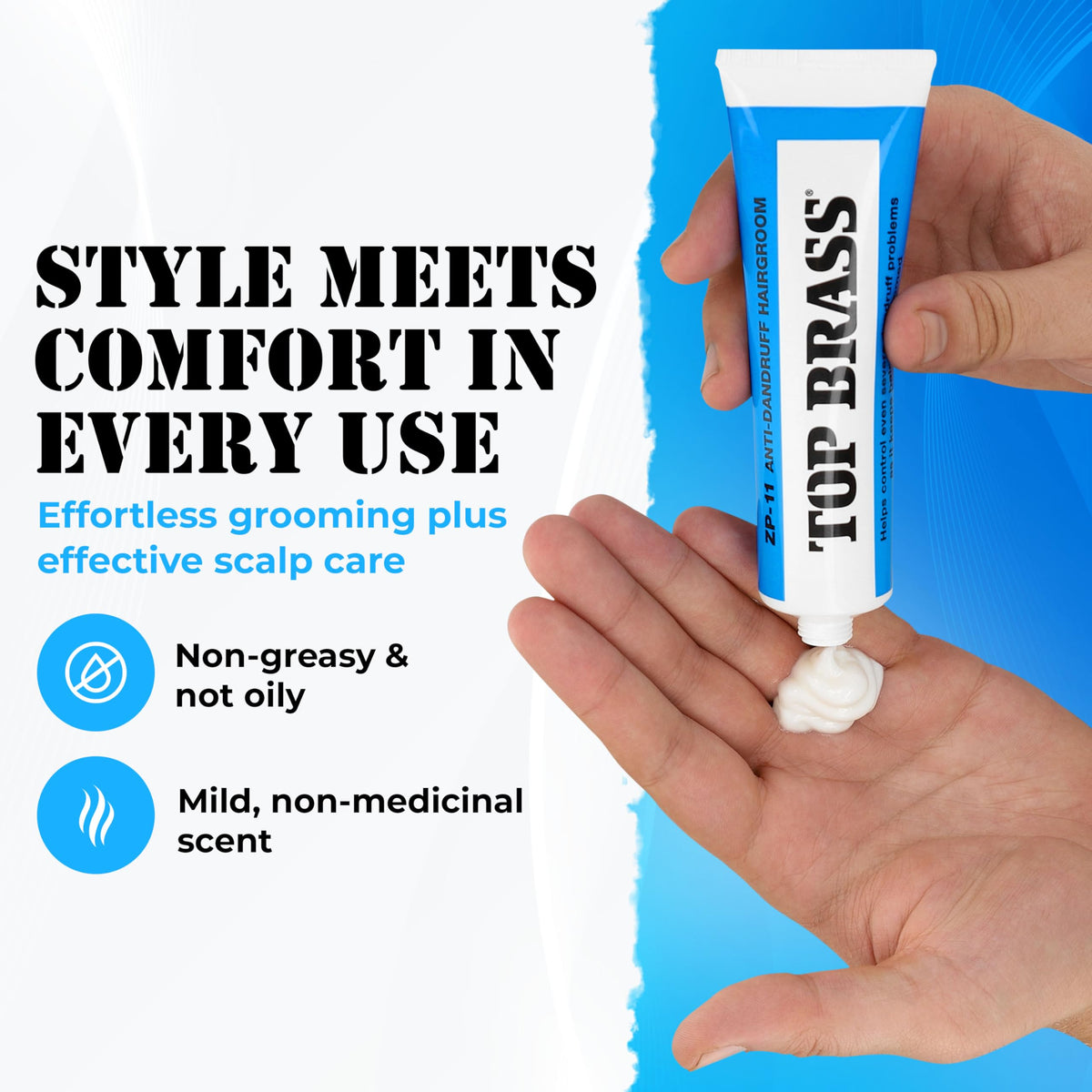 Top Brass Anti Dandruff Hair Cream 109g side view