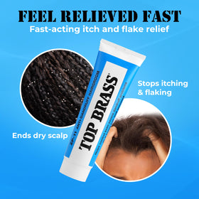 Top Brass Anti Dandruff Hair Cream 109g with application on hands