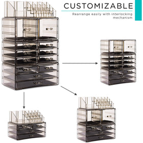 Top view of Sorbus Makeup Organizer showing lipstick compartments
