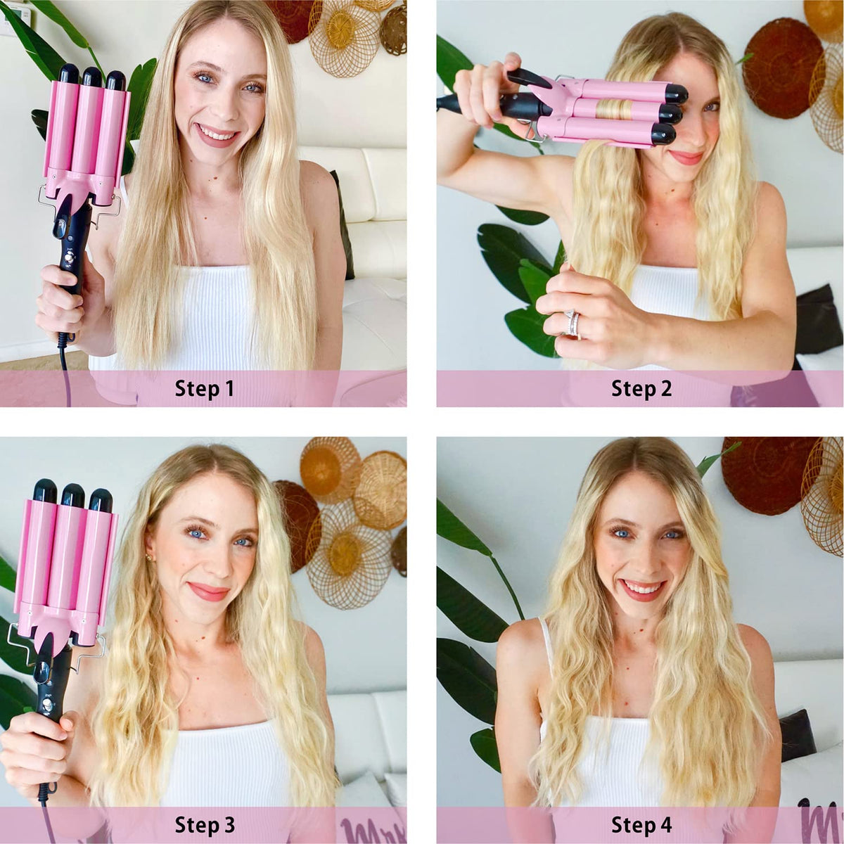 TOP4EVER 3 Barrel Curling Iron packaging with product details