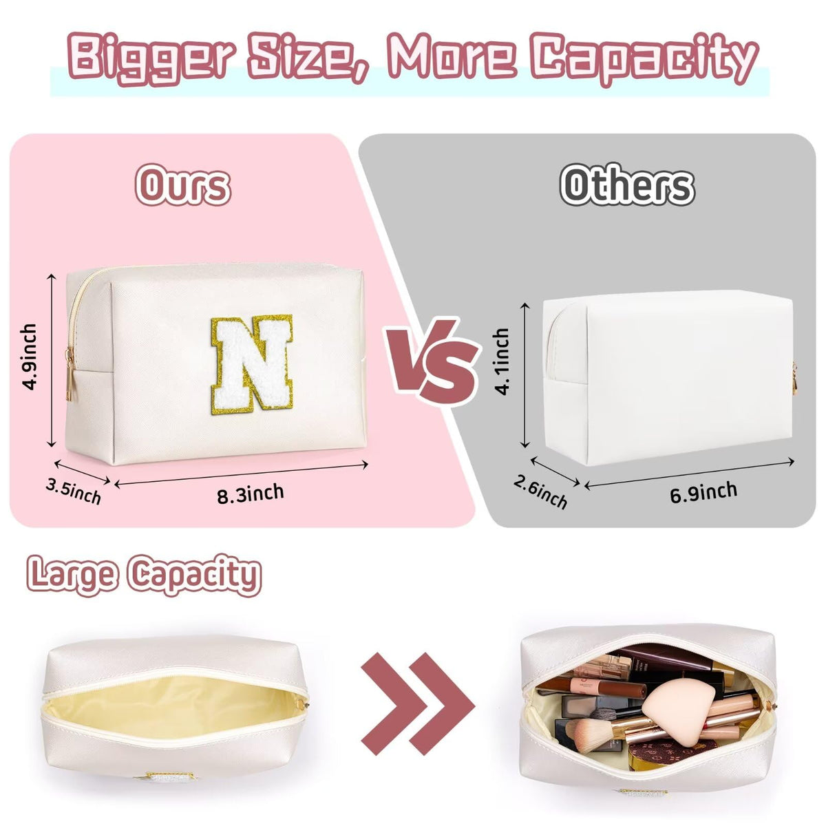 TOPEAST Makeup Bag side view showcasing high-quality PU leather