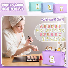 TOPEAST Personalized Makeup Bag purple interior with cosmetics