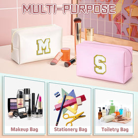 TOPEAST personalized makeup bag with letter options displayed
