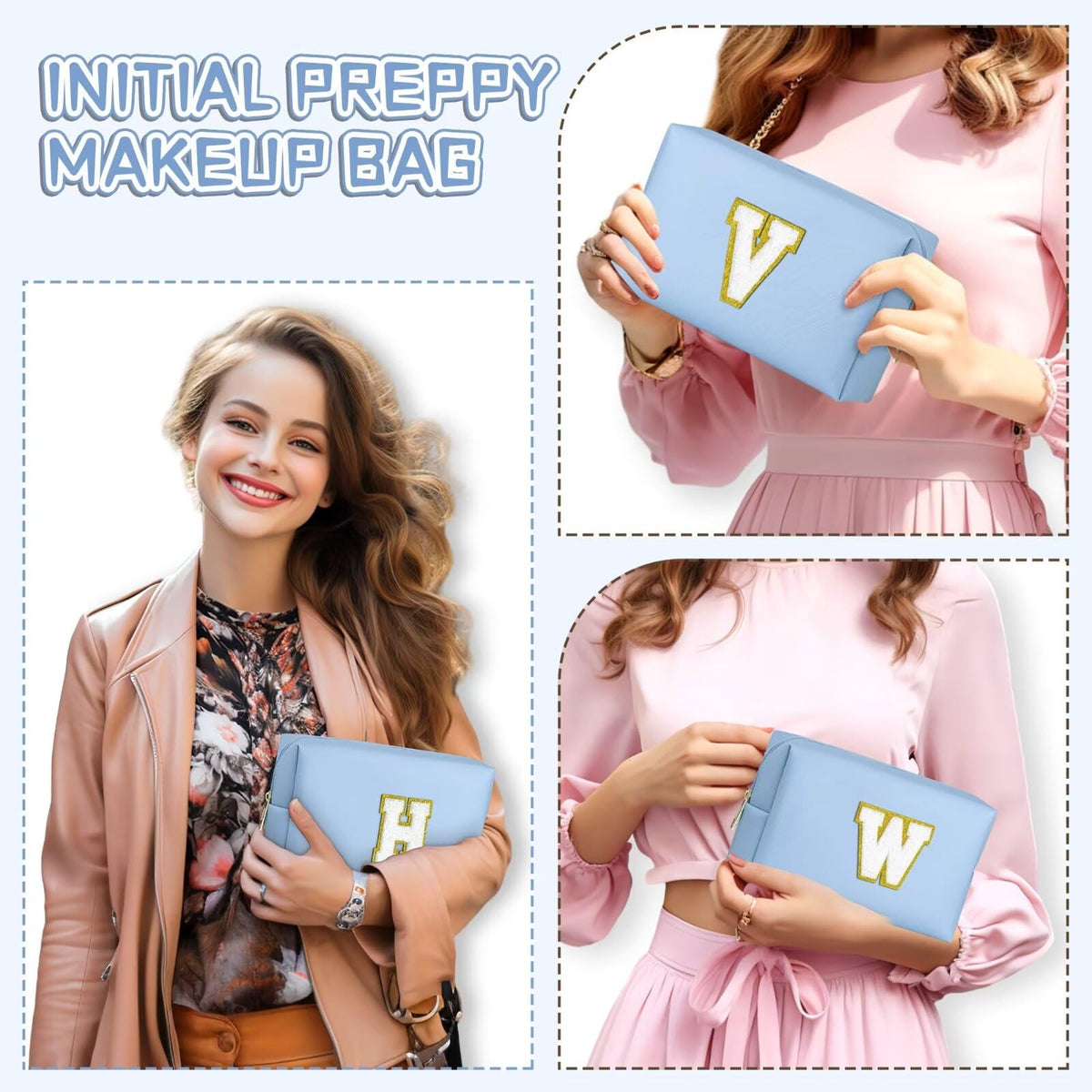 TOPEAST Preppy Makeup Bag packed in a suitcase for travel
