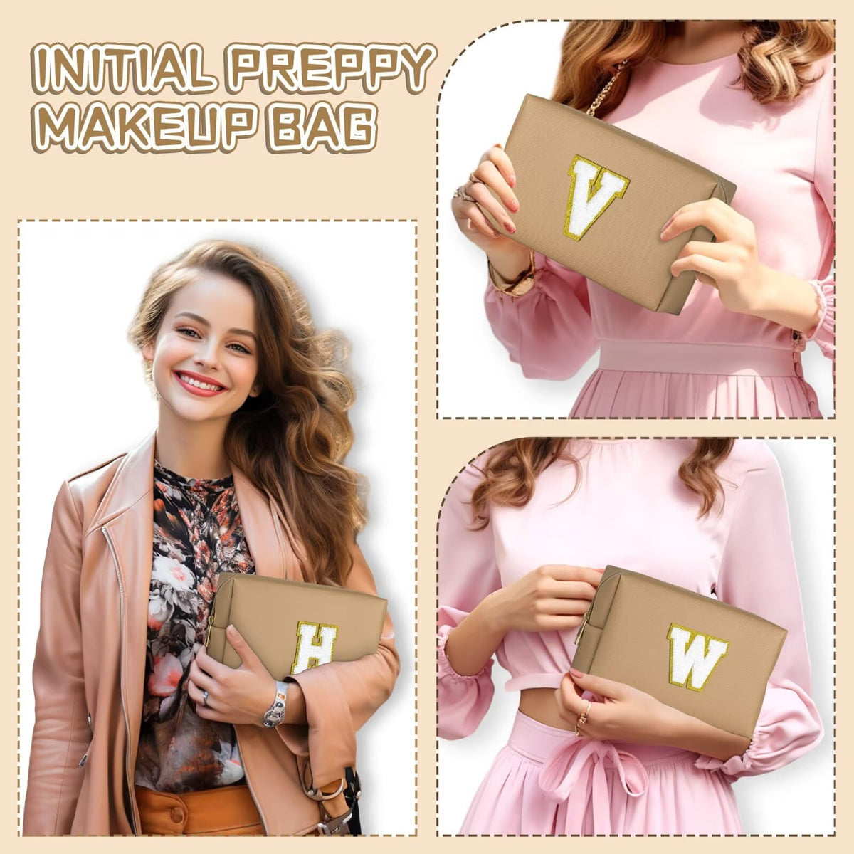 TOPEAST Preppy Makeup Bag packed in a suitcase for travel