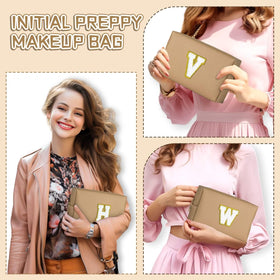 TOPEAST Preppy Makeup Bag packed in a suitcase for travel