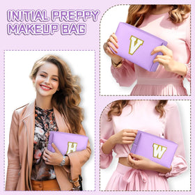 TOPEAST Preppy Small Makeup Bag with various uses including toiletries and office supplies