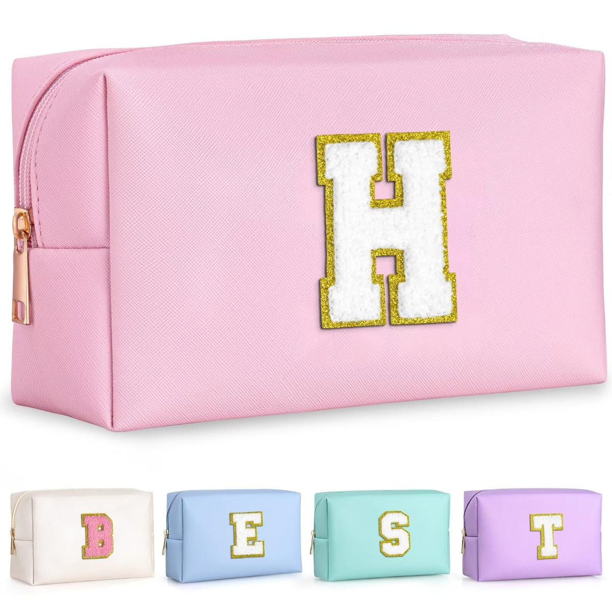 TOPEAST Preppy Toiletry Bag front view in pink
