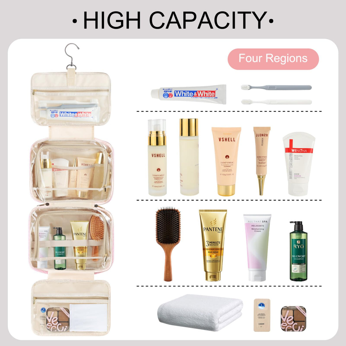 TOPEAST Toiletry Bag packed flat for travel