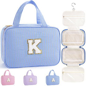 TOPEAST Travel Hanging Toiletry Bag Blue K front view