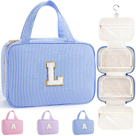 TOPEAST Travel Hanging Toiletry Bag blue model front view