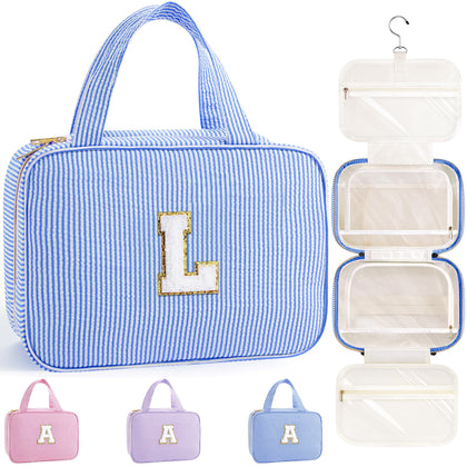 TOPEAST Travel Hanging Toiletry Bag blue model front view
