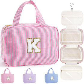 TOPEAST Travel Hanging Toiletry Bag front view in Pink K