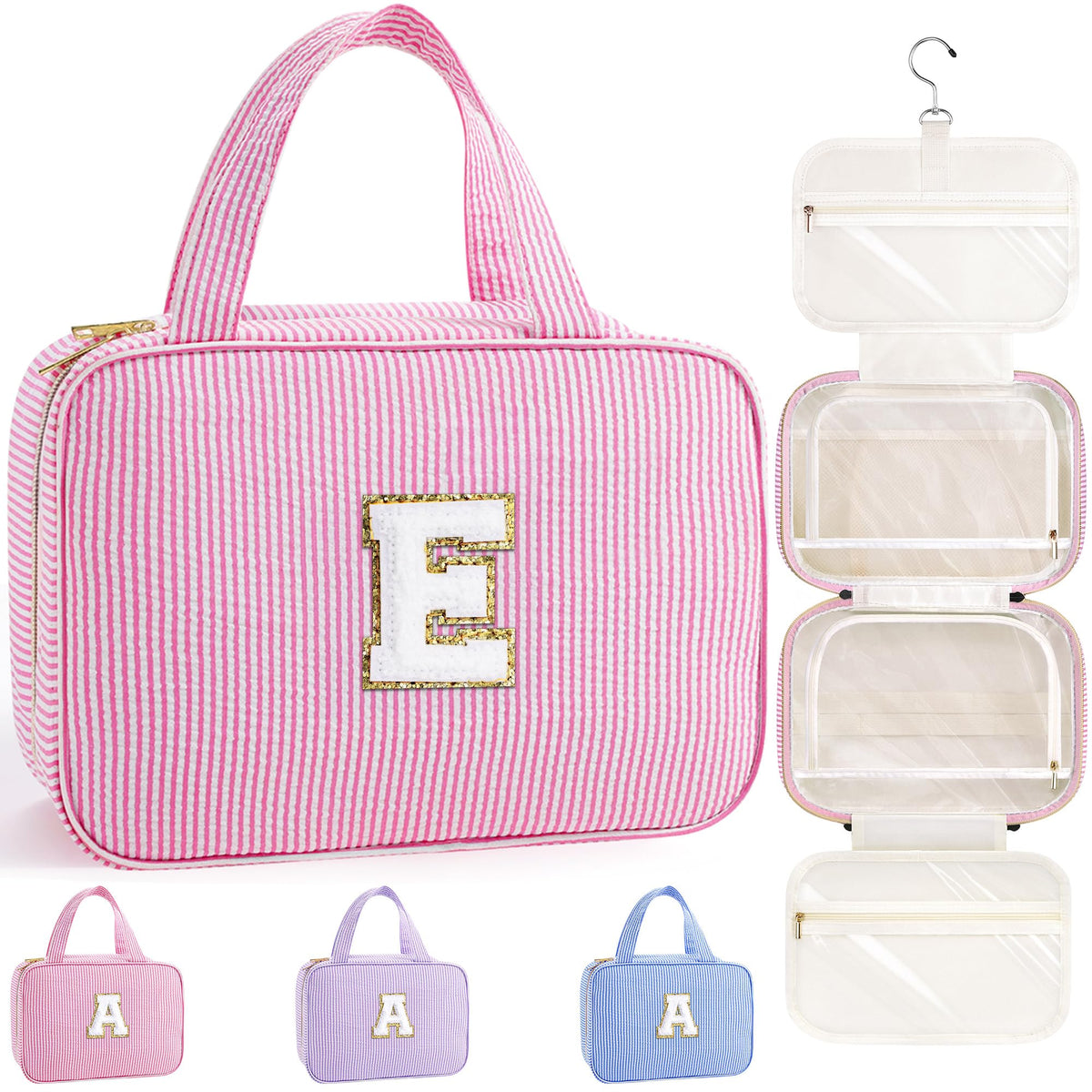 TOPEAST Travel Hanging Toiletry Bag pink model front view