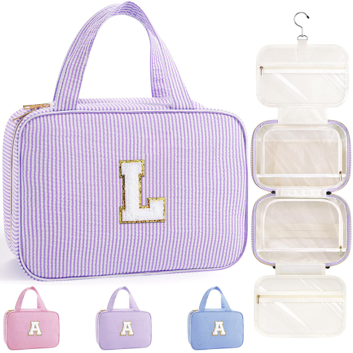 TOPEAST Travel Hanging Toiletry Bag purple model front view