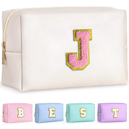 TOPEAST Travel Makeup Bag with gold glitter chenille patch