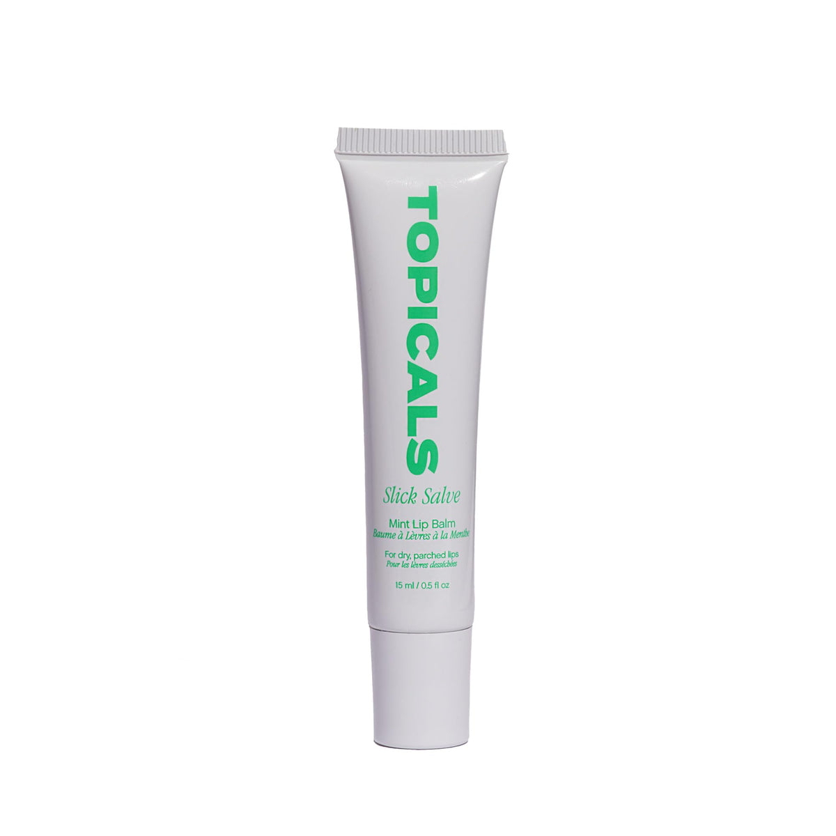 Topicals Slick Salve Mint Lip Balm front view with packaging