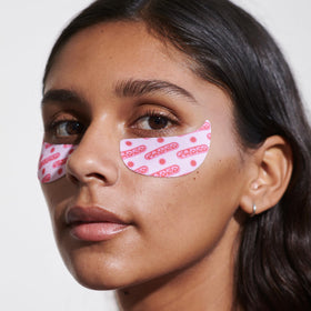 Topicals Under Eye Masks on a bathroom counter