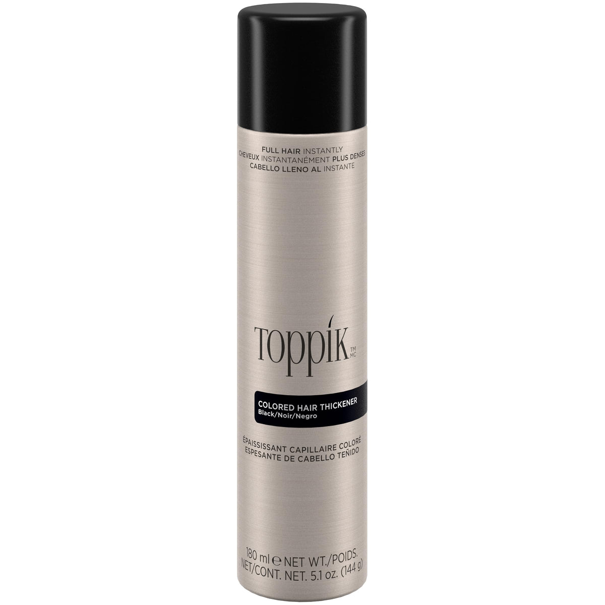 TOPPIK Colored Hair Thickener Black 5.1oz spray front view