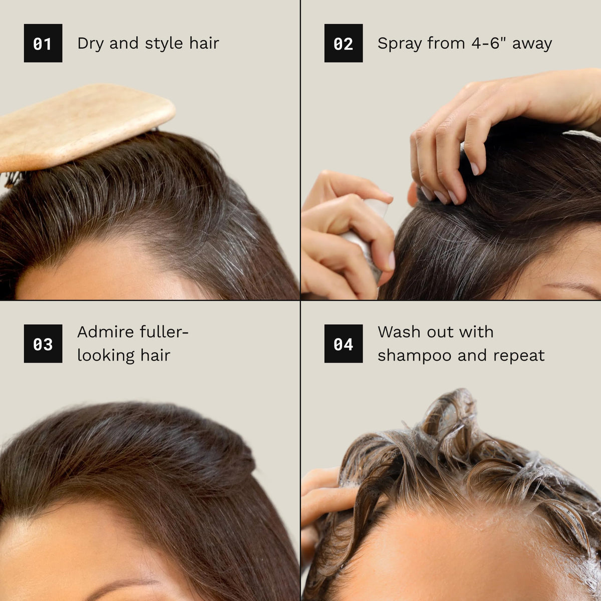 TOPPIK Colored Hair Thickener Spray Light Brown on a vanity