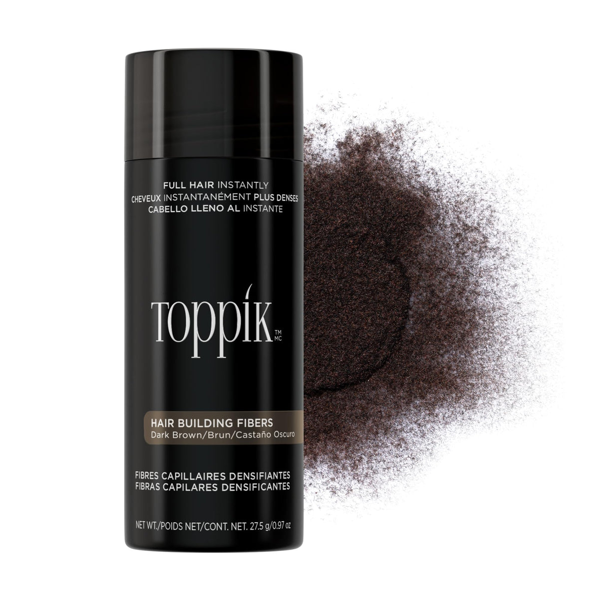 TOPPIK Hair Building Fibers Dark Brown 27.5g front view