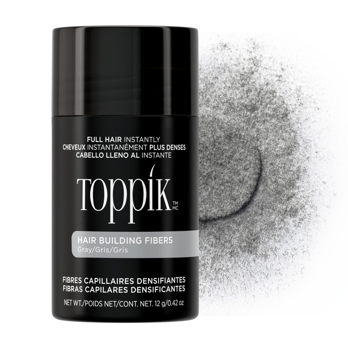 Toppik Hair Building Fibers Gray 12g front view