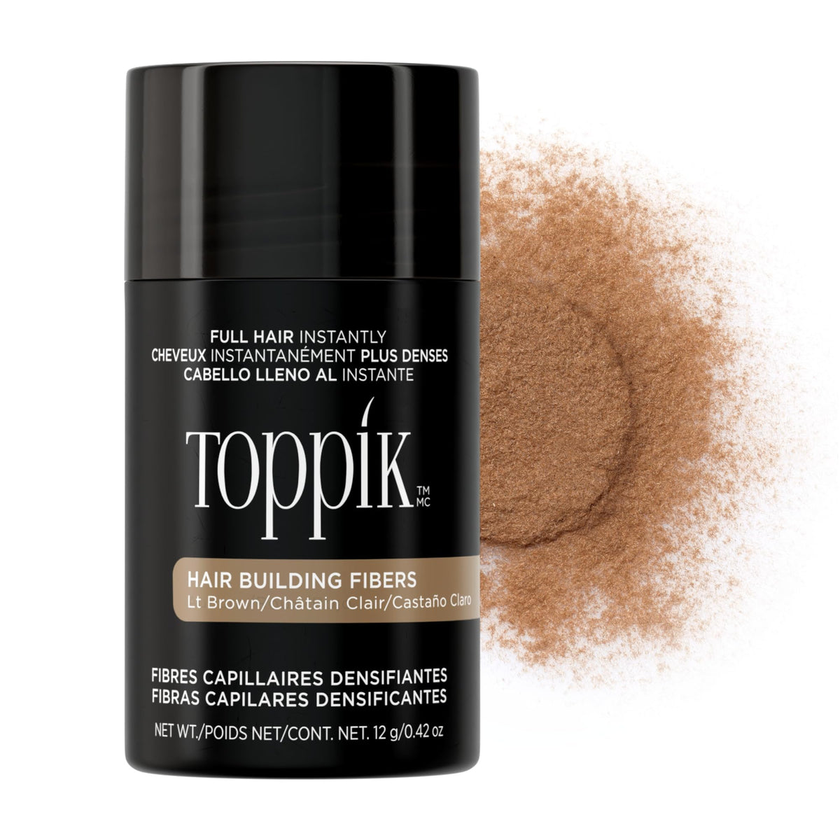 TOPPIK Hair Building Fibers Light Brown 12g front view