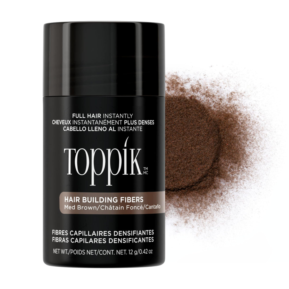 Toppik Hair Building Fibers Medium Brown 12g front view