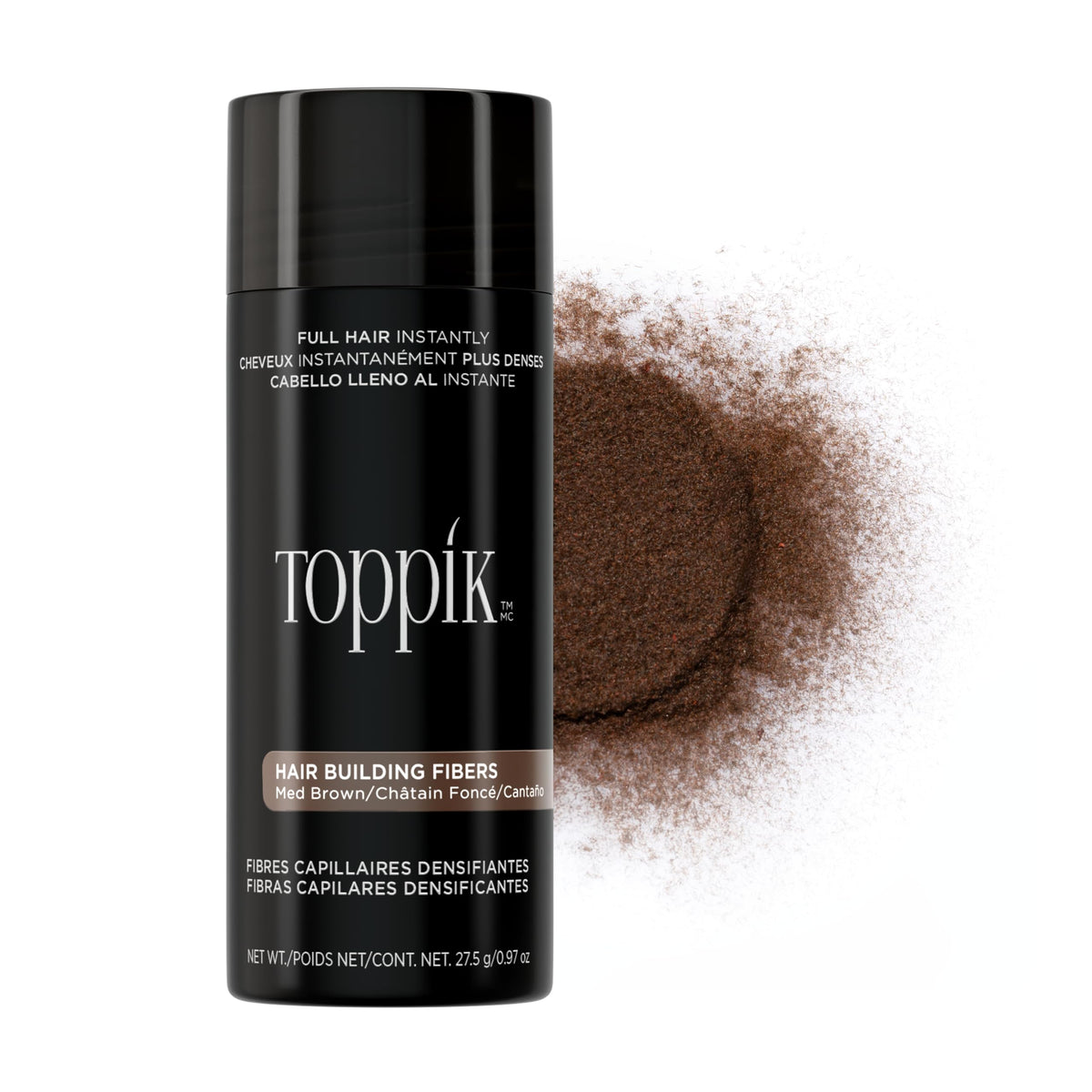 TOPPIK Hair Building Fibers Medium Brown 27.5g front view