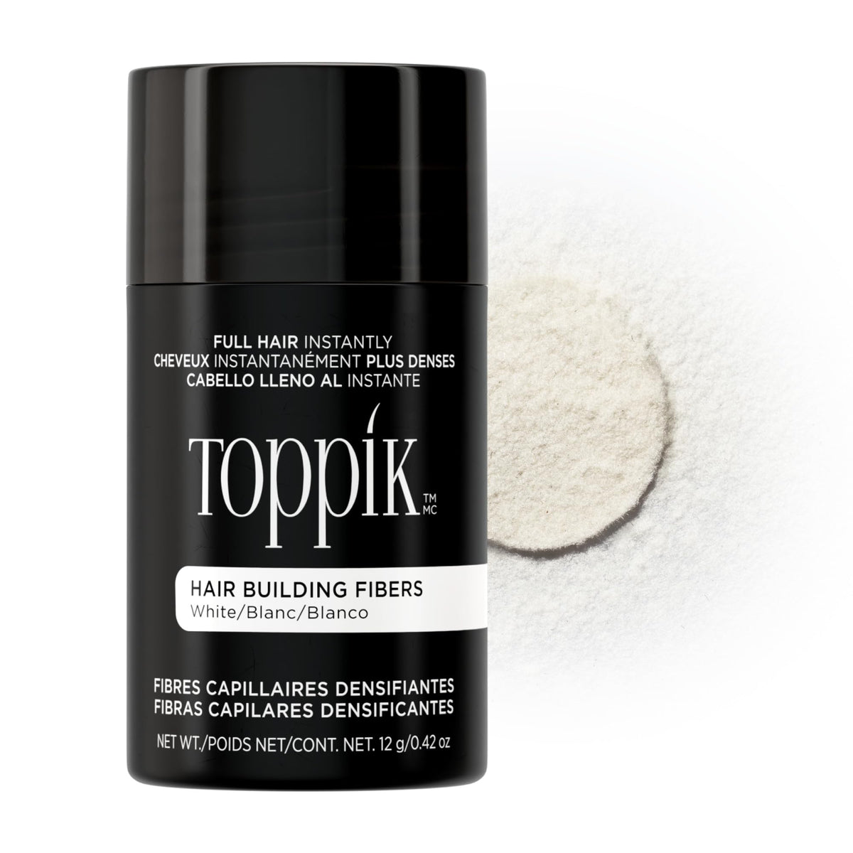 TOPPIK Hair Building Fibers White 12g front view