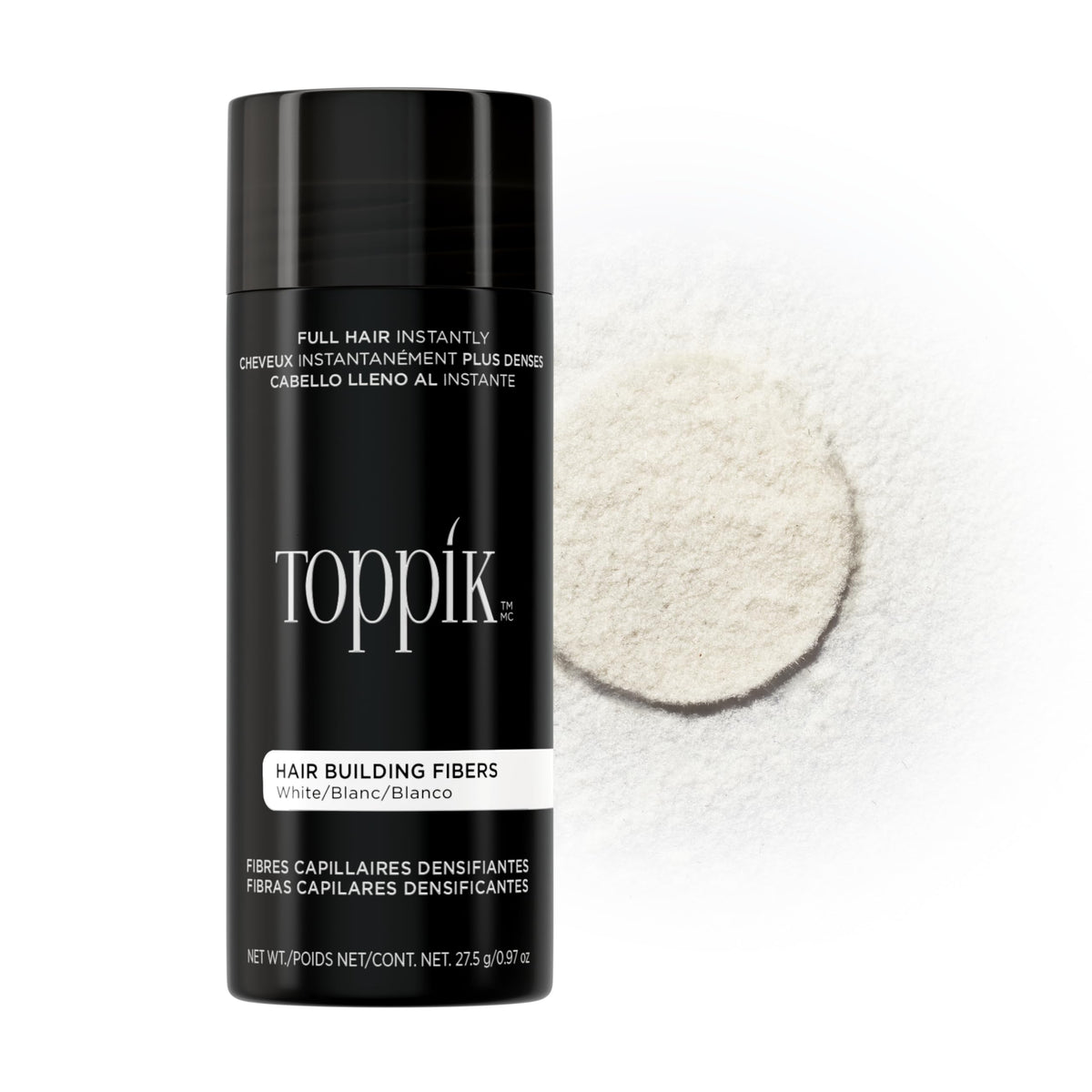 Toppik Hair Building Fibers White 27.5g front view