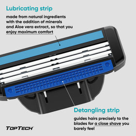 Toptech Razor 3 blades with lubricating strip