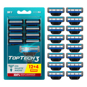 Toptech Razor 3 for Men front view with 12 cartridges