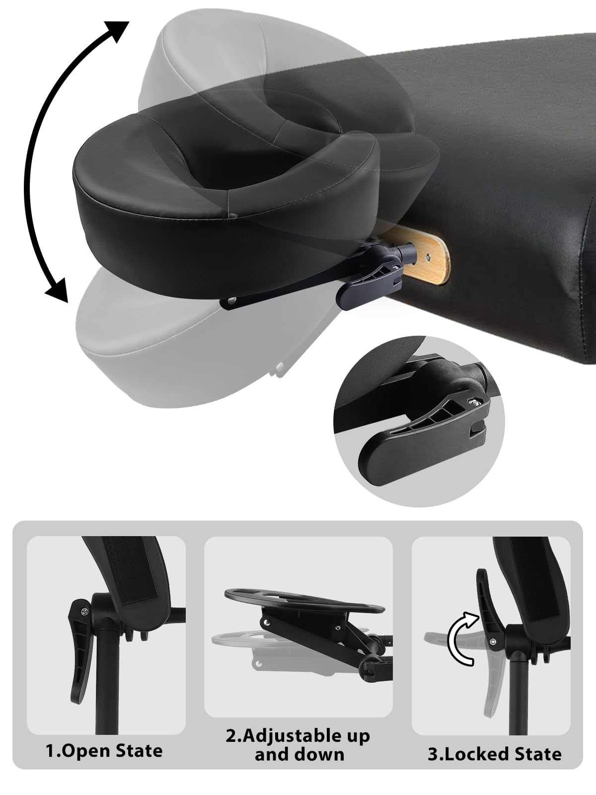 TOROKOM Adjustable Face Pillow on a massage bed