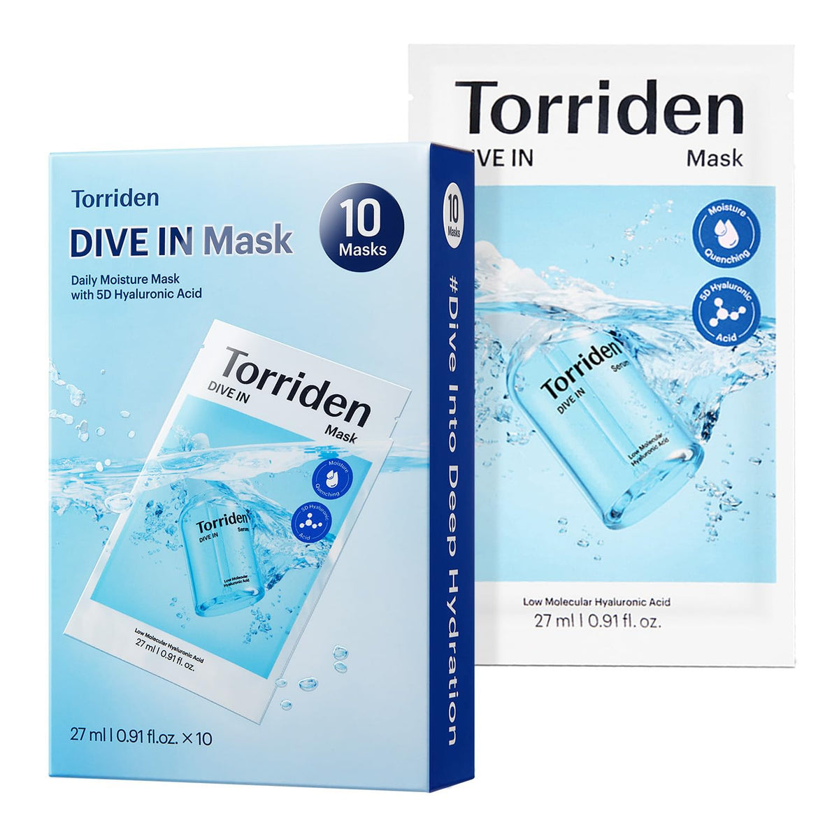 Torriden DIVE IN Hyaluronic Acid Facial Mask packaging front view