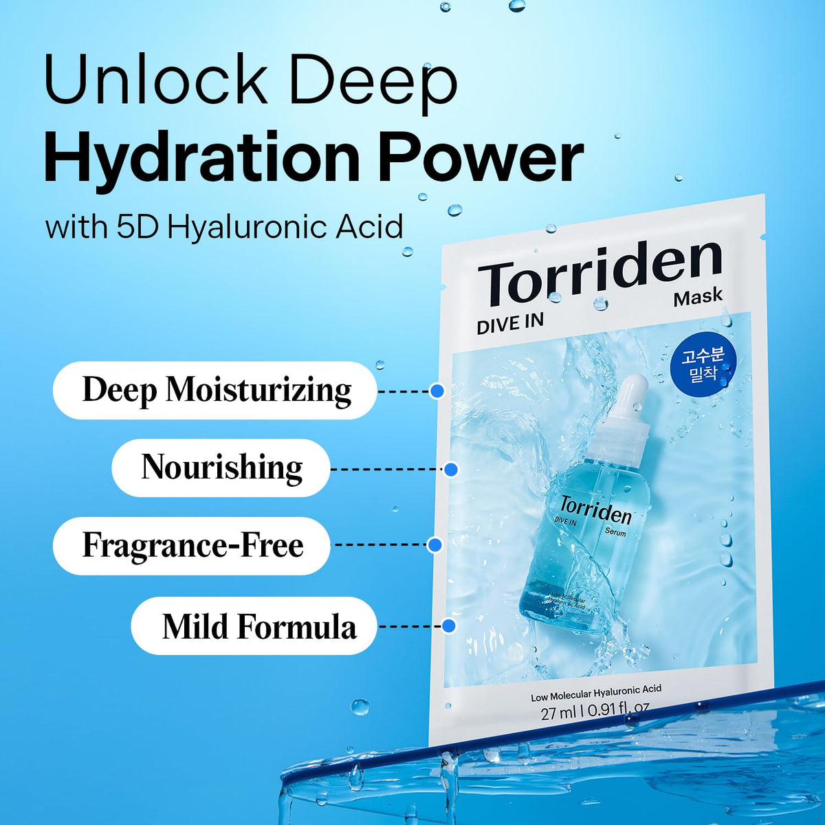 Torriden DIVE IN Hyaluronic Acid Facial Mask sheet close-up