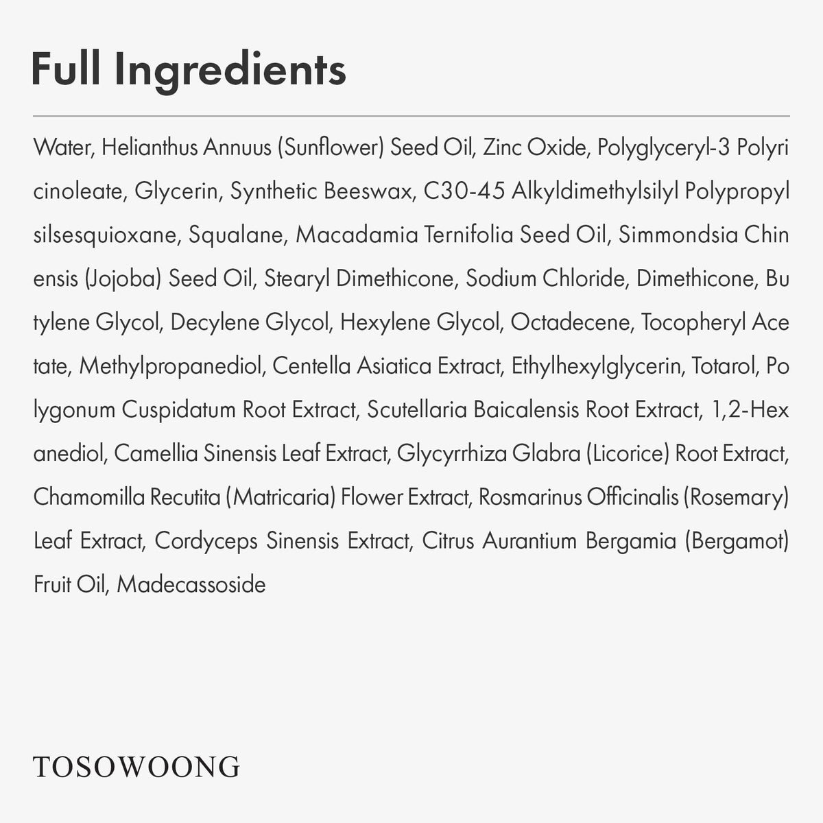 TOSOWOONG Zinc Oxide 10% Cream with a soothing effect
