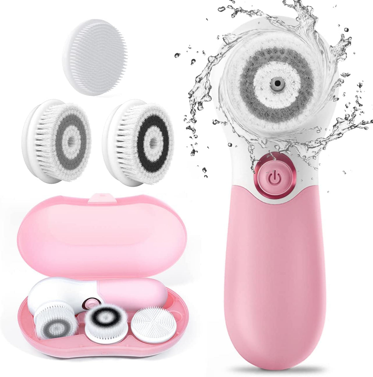 TOUCHBeauty Spin Brush Face Cleanser front view with brush heads