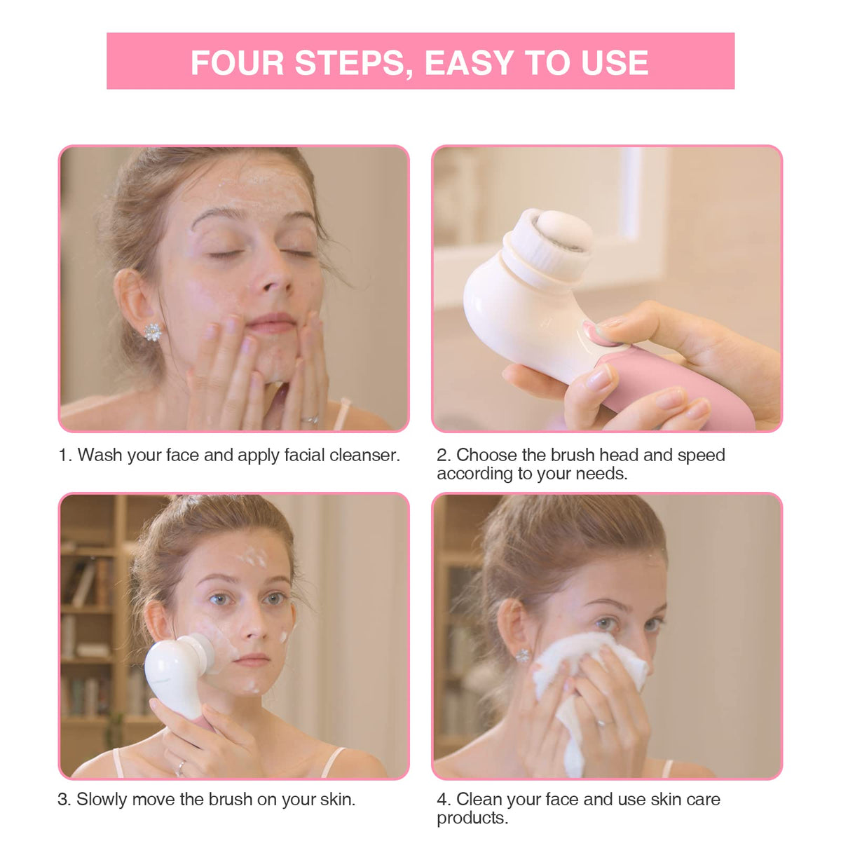 TOUCHBeauty Spin Brush Face Cleanser with deep cleaning brush head