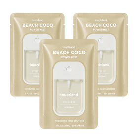 Touchland Beach Coco Hydrating Hand Sanitizer Spray Trio Set front view