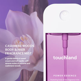 Touchland Body & Hair Fragrance Mist Cashmere Woods bottle side view