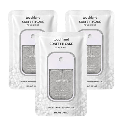Touchland Confetti Cake Hydrating Hand Sanitizer Spray Trio front view