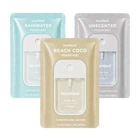 Touchland Dye Free Trio Hydrating Hand Sanitizer Spray Set packaging front view