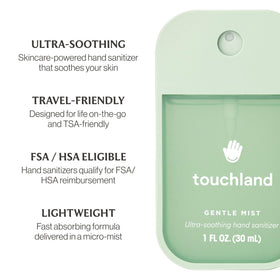 Touchland hand sanitizer spray close-up of nozzle
